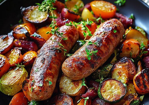 Grilled Sausages with Winter Vegetables Recipe