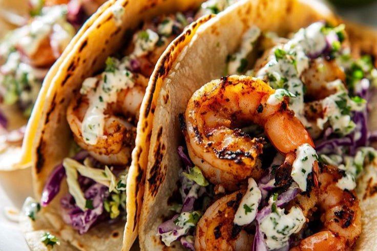 Grilled Shrimp Tacos with Cabbage Slaw Recipe