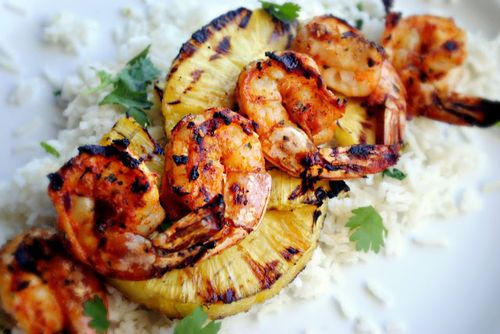 Grilled Shrimp & Pineapple with Coconut Rice Recipe