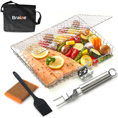 WS - Large Grill Basket w/ Removable Handle (Carton of 6) - Braize BBQ