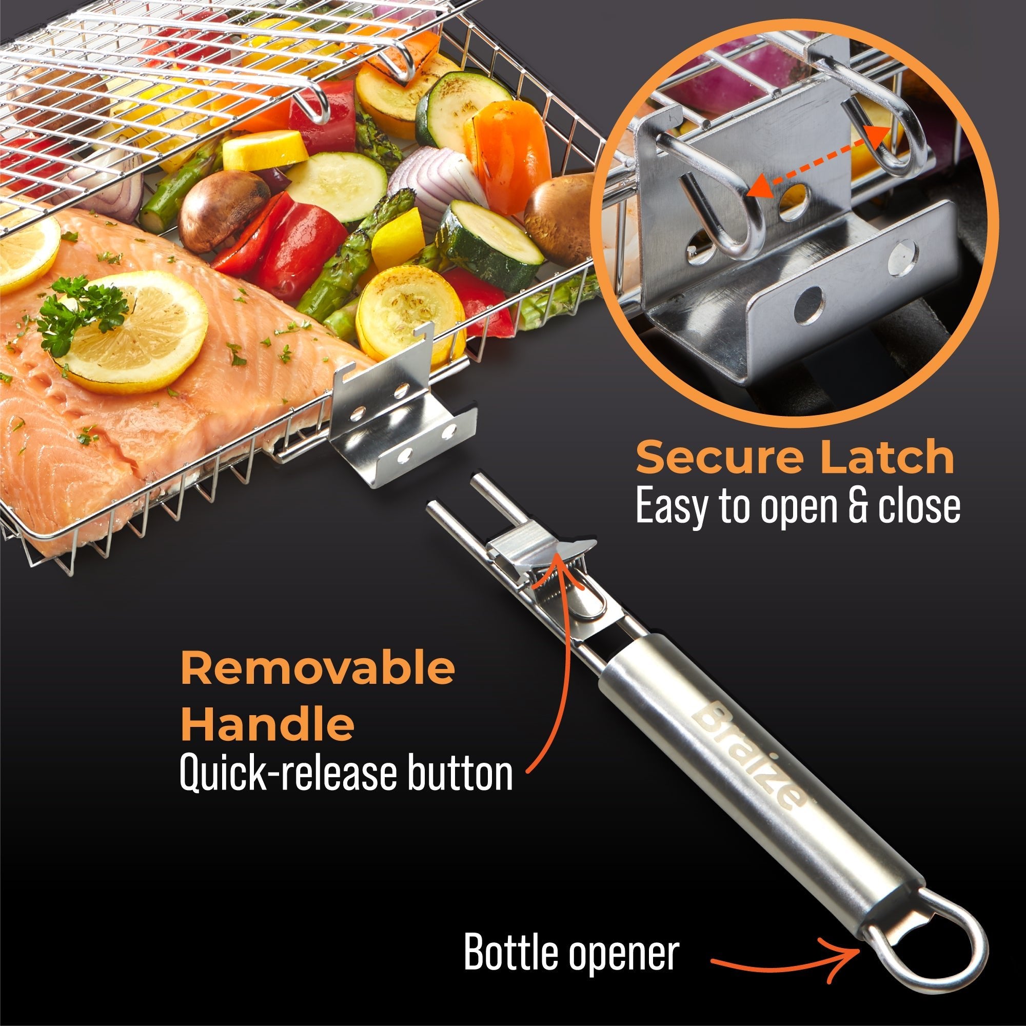 Large Grill Basket with Easy-Open Lid & Handle – Braizebbq
