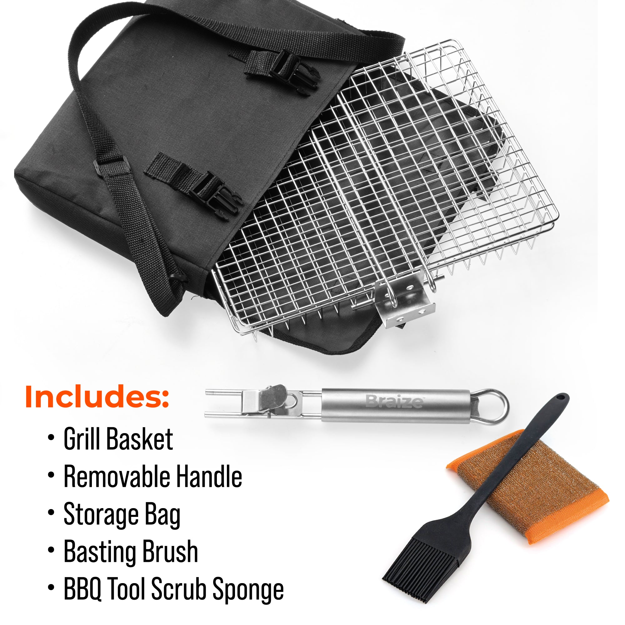 Large Grill Basket with Easy-Open Lid & Handle – Braizebbq