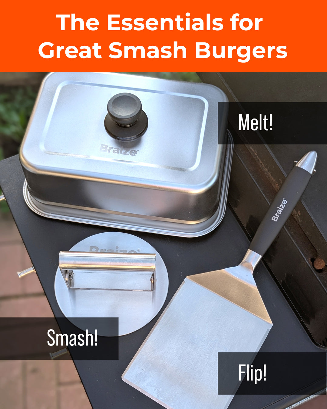 Smash Burger Press Kit with 9" Melting Dome – Stainless Steel Burger Press, Wide Spatula & Grill Dome for Flat Tops & Griddles