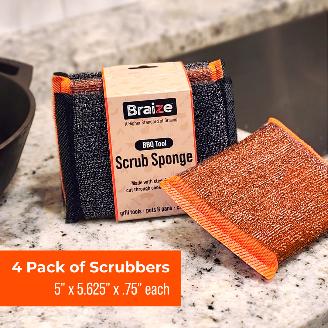 Steel-fiber scrubbing sponge - Great for cleaning stainless-steel, pots and pans, tough surfaces