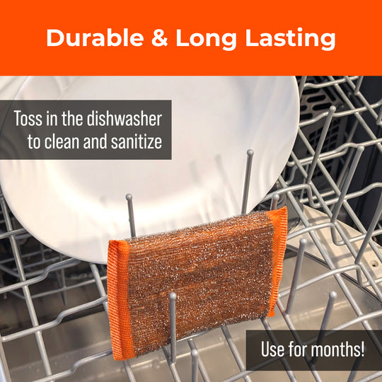 Steel-fiber scrubbing sponge - Great for cleaning stainless-steel, pots and pans, tough surfaces